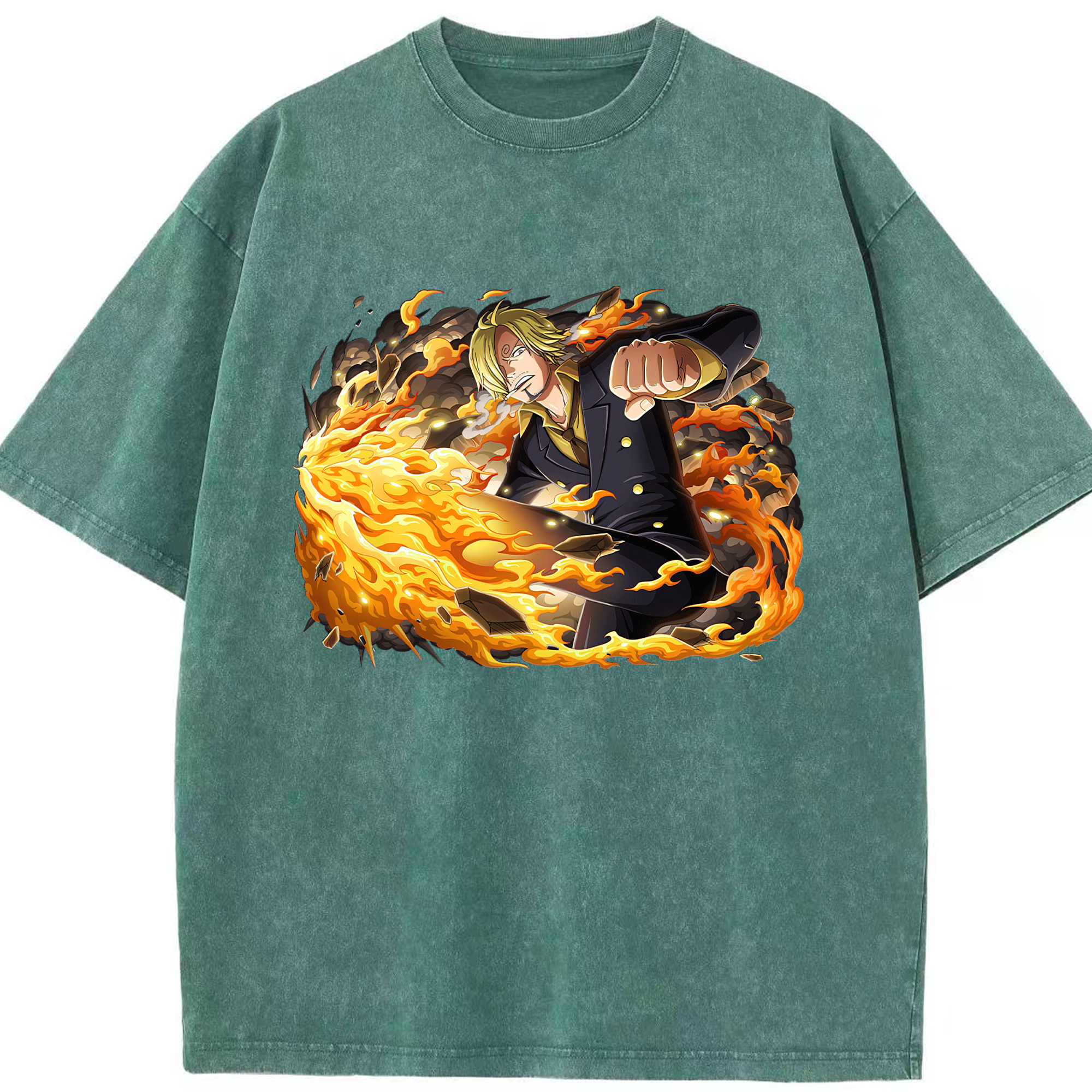 （画像用） ワンピース サンジ ONE PIECE Sanji 綿100% ヴィンテージ風 半袖Tシャツ（フロントプリント）